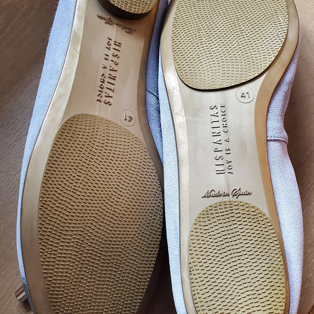 Ballerina Leather Flats - Suede, Periwinkle Blue With Silver Bow - Made In Spain - Picture 9 of 15